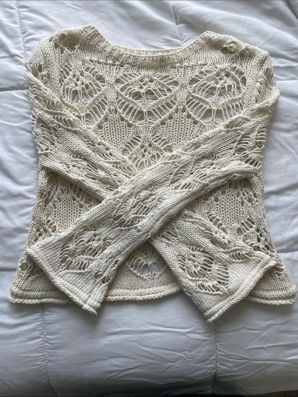Zara Women’s Cream Open Knit Sweater